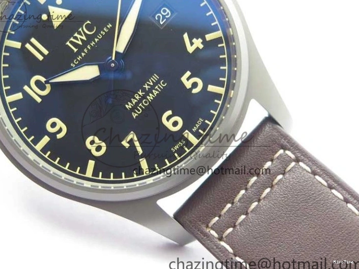 MIROTIME 0323 Mark XVIII IW327006 Titanium V7F 1:1 Best Edition Black Dial on Brown Leather Strap A Attractive 7080